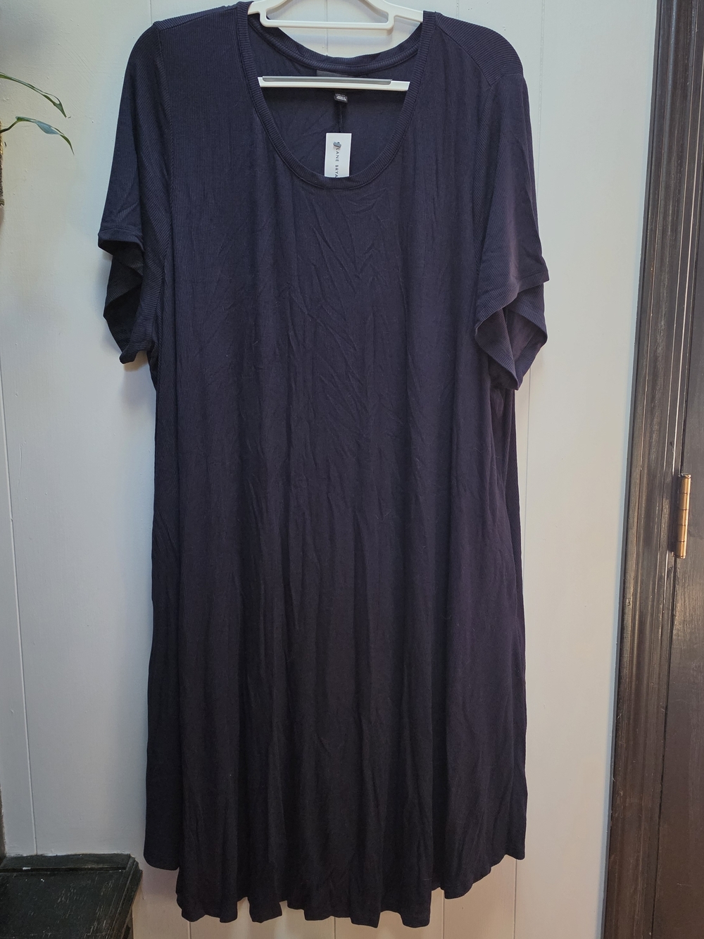 Navy Ribbed Swing Dress